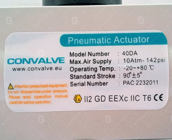 گالری 2 اکچویتور پنوماتیک سایز 40 Convalve