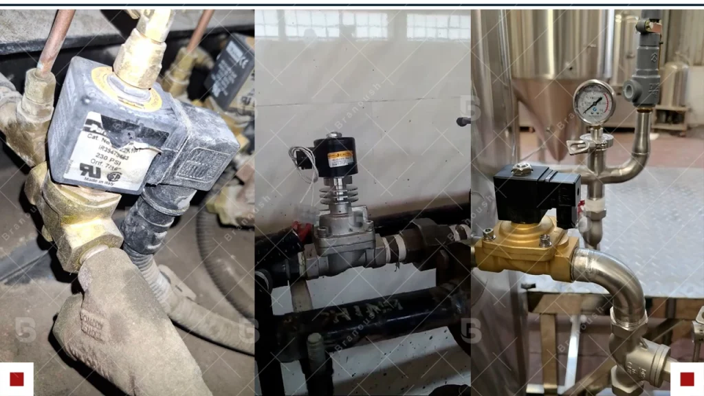 نمونه هایی از نصب شیر برقی بخار